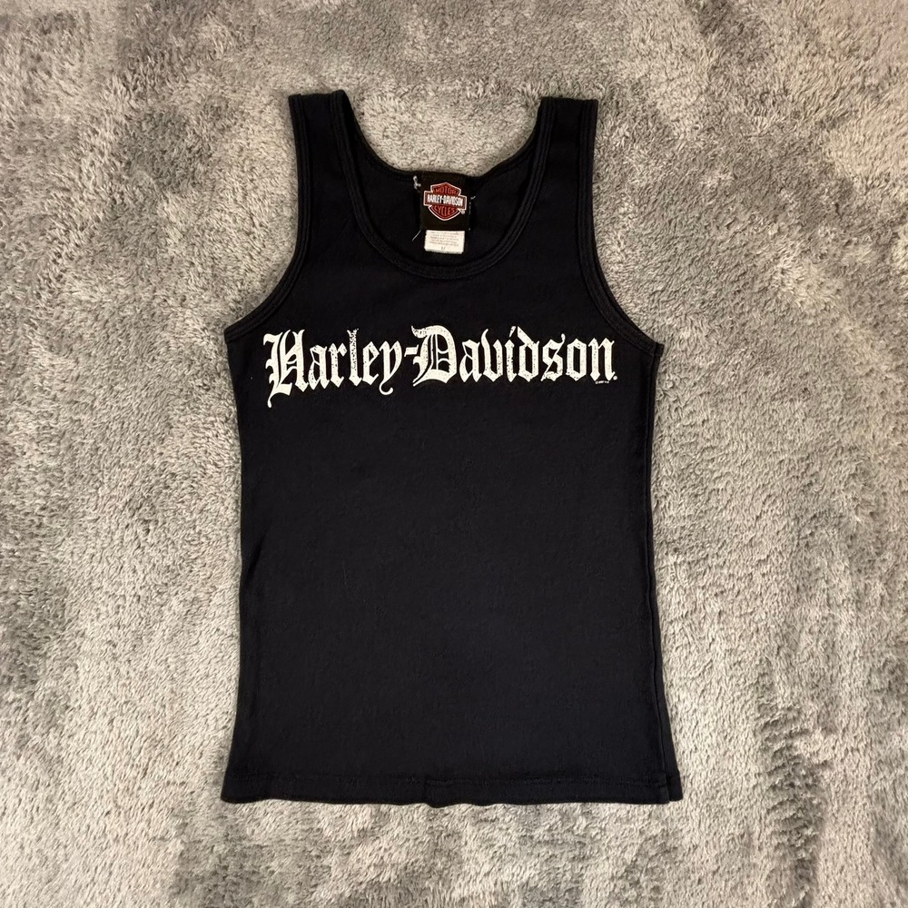 Harley-Davidson Womens Tank Top Black Texas Bedford Graphic Gothic Logo Medium